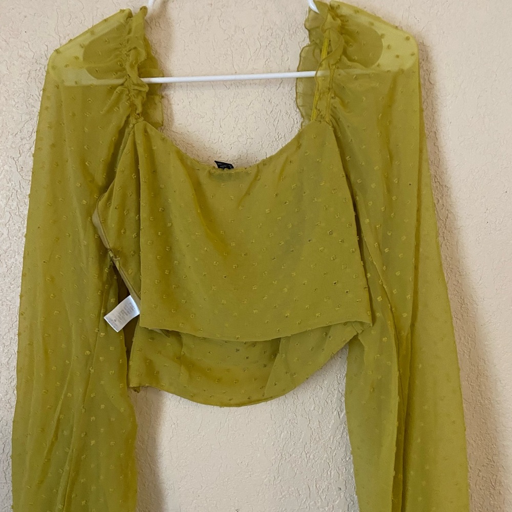 Elegant Sheer Yellow Blouse - Picture 2 of 2